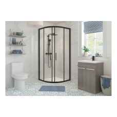 Black Quadrant 2 Door Shower Enclosure c/w Shower Tray